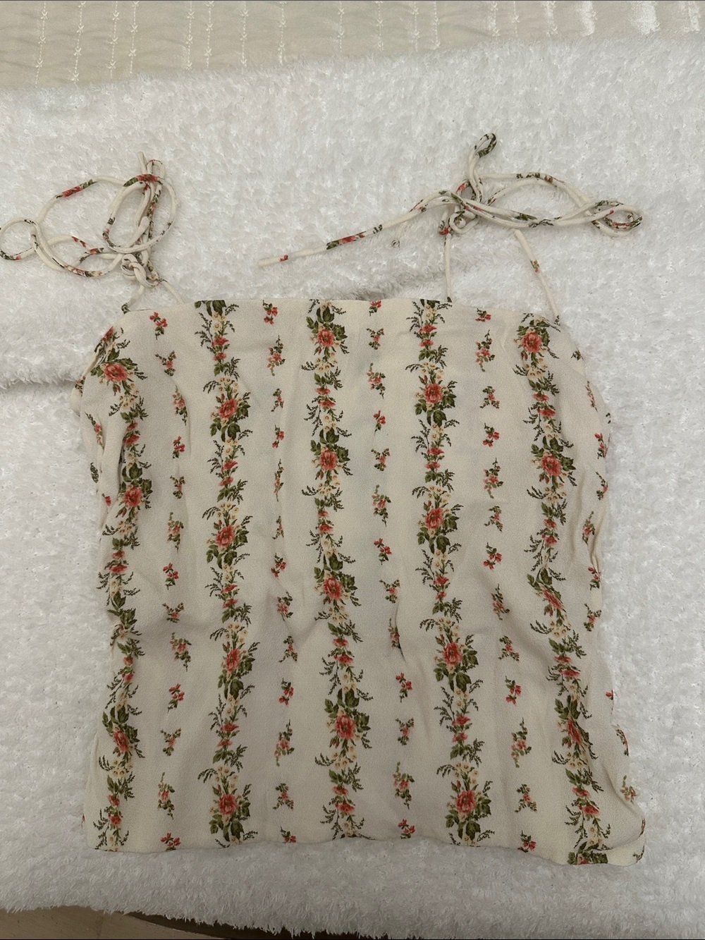 EUC Reformation Cream Cami with Red Rose Stripe Print Top [ SZ 4 ]